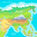 Asia Isometric Map with Natural Attractions Royalty Free Stock Photo