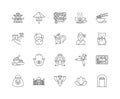 Asia line icons, signs, vector set, outline illustration concept