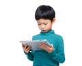Asia little boy using tablet
