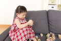 Asia little girl play toy block Royalty Free Stock Photo