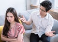 Asia lovers quarrel, Divorce problems, Unhappy couples and arguments at home. Royalty Free Stock Photo