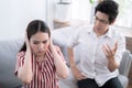 Asia lovers quarrel, Divorce problems, Unhappy couples and arguments at home. Royalty Free Stock Photo