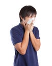 Asia man sneeze Royalty Free Stock Photo