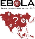 Asia map with ebola text and biohazard symbol Royalty Free Stock Photo