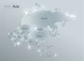 Asia map, separates states and names, design glass card 3D Royalty Free Stock Photo