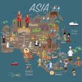 Asia map and travel Royalty Free Stock Photo