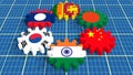 Asia-Pacific Trade Agreement members flags on gears Royalty Free Stock Photo