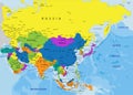 Colorful Asia political map with clearly labeled, separated layers. Royalty Free Stock Photo