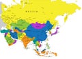 Colorful Asia political map with clearly labeled, separated layers. Royalty Free Stock Photo