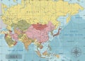 Detailed Asia Political map in Mercator projection. Clearly labeled. Separated layers.