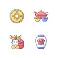 Asia RGB color icons set