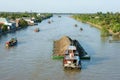 Asia river traffic, Mekong Delta, transport cargo Royalty Free Stock Photo