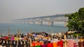Asiaâs third largest road cum railway bridge on Godavari river in Rajahmundry, India