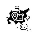 asia shipment tracking glyph icon vector illustration Royalty Free Stock Photo