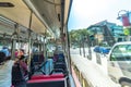 Asia/Singapore - November 22, 2019 : Various Singapore street scene seen from a moving public bus. Offices, skyscraper, shopping