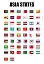 Asia states, flags of states on Asia Royalty Free Stock Photo