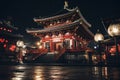 Asia Travel Destination of Temple in Tokyo Japan at Night as a Worship Place