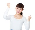 Asia woman cheer up Royalty Free Stock Photo