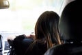 Asia woman driving a car Royalty Free Stock Photo