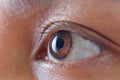 Asia woman eye macro, the vision of the future and healthy life concept. view precise and straight to the target concept Royalty Free Stock Photo