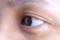 Asia woman eye macro, the vision of the future and healthy life concept. view precise and straight to the target concept Royalty Free Stock Photo