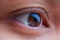 Asia woman eye macro, the vision of the future and healthy life concept. view precise and straight to the target concept Royalty Free Stock Photo