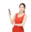 Asia woman holing mobile Royalty Free Stock Photo