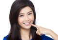 Asia woman pointing to her mouth Royalty Free Stock Photo