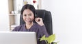 Asia women happy smiling customer support operator with headset Royalty Free Stock Photo