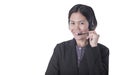 Asia women happy smiling customer support operator with headset Royalty Free Stock Photo