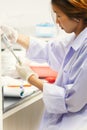 Asia women medical technology doing research in laboratory Royalty Free Stock Photo