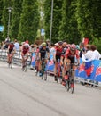 Asiago, VI, Italy - May 27, 2017: Cyclists during the cycling ra