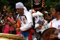 Asian actors with drum. Carnival.