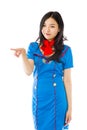 Asian air stewardess pointing