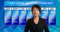 Asian American meteorologist reporting weather