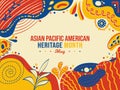 Asian American and Pacific Islander Heritage Month Memphis concept Background. May Awareness Celebration. Horizontal banner vector