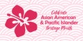 Asian American, Pacific Islander Heritage month vector banner with tropical hibiscus icon, hand drawn hawaiian flower Royalty Free Stock Photo