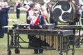 October 12, 2019 Pensacola Florida - Asian American teenage girl plays the marimba in a high school marching band competition