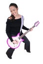 Asian-American Woman With Electric Guitar Royalty Free Stock Photo