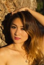 Asian American Woman Outdoors Portrait Bare Shoulders