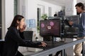 Asian app developer having web server hacked Royalty Free Stock Photo