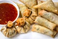 Asian Appetizers with Sweet Chili Sauce Royalty Free Stock Photo