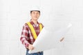 Asian architect at construction site office Royalty Free Stock Photo