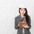 Asian architect at construction site office Royalty Free Stock Photo