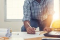 Asian architect man Standing working