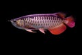 Asian Arowana fish on black background Royalty Free Stock Photo