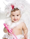 Asian baby boy in a angel fancy dress Royalty Free Stock Photo