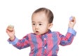 Asian baby boy hand up Royalty Free Stock Photo