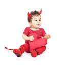 Asian baby boy in a red fancy dress Royalty Free Stock Photo