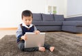 Asian baby boy using tablet Royalty Free Stock Photo
